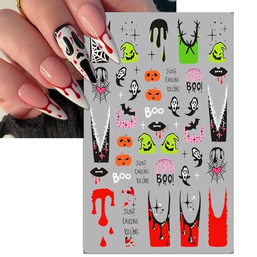 IDDFEVE Halloween Nail Art Stickers 3D Self-Adhesive Decals - 5 Sheets