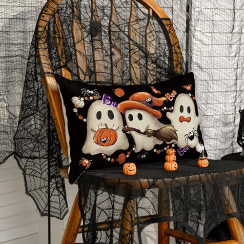 AVOIN colorlife Halloween Ghost Throw Pillow Cover, 20 x 12 Inch Farmhouse