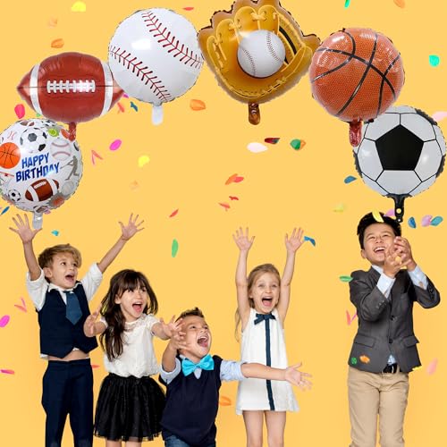 Sports Balloons Set for Birthday Party - Football, Baseball, Basketball & Soccer