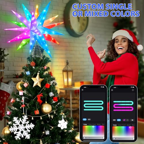 Hollow 20-Inch Christmas Tree Star Topper with Lights & Remote Control