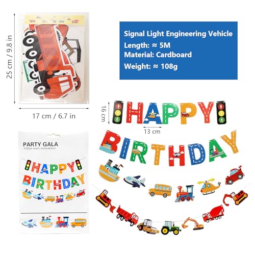 Traffic Light Engineering Vehicle Birthday Banner Set - 4 Pack