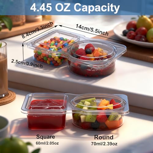 20 Pack Reusable Snack Containers with Lids & Forks, 3-Compartment Food Storage