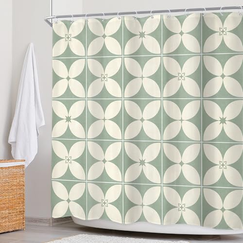 Geometric Boho Bathroom Shower Curtain Set - 72x72 in Waterproof