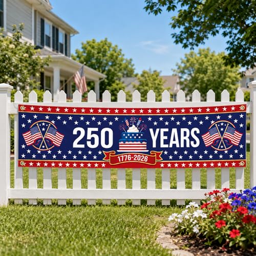 Large 4th of July Banner 1776-2026 - Patriotic Decor for Outdoor Events