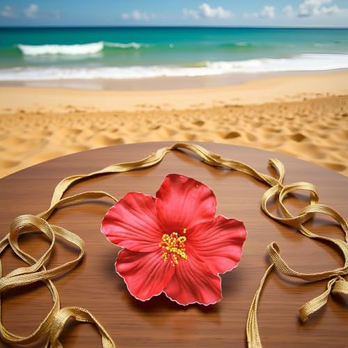 Red Hawaiian Flower Hair Clip Bohemian Tropical Hair Accessory for Women