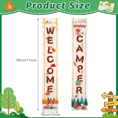 Camping Theme Party Banners - 2 Pack Welcome Happy Camper Signs