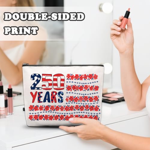 American 250th Anniversary Patriotic Canvas Makeup Bag & Travel Toiletry Pouch