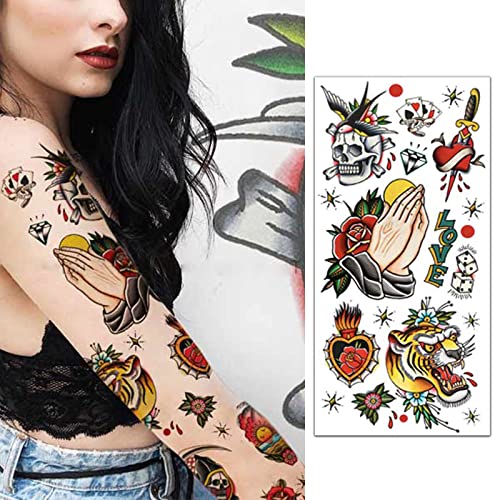 Sailor Jerry Classic Temporary Tattoo Sheets 120x260mm Skull Body Art