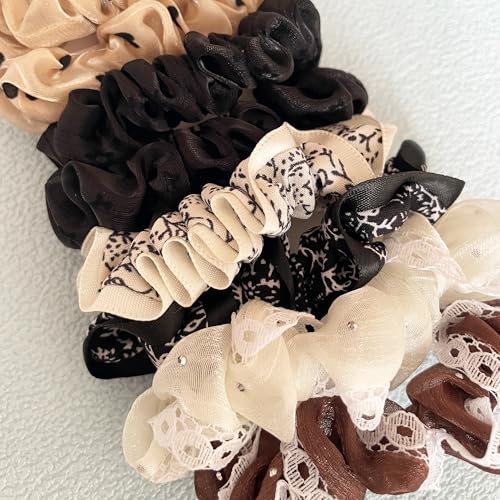 Mebloblo Hair Scrunchies Set - 12 Pack Silk and Satin Ponytail Holders
