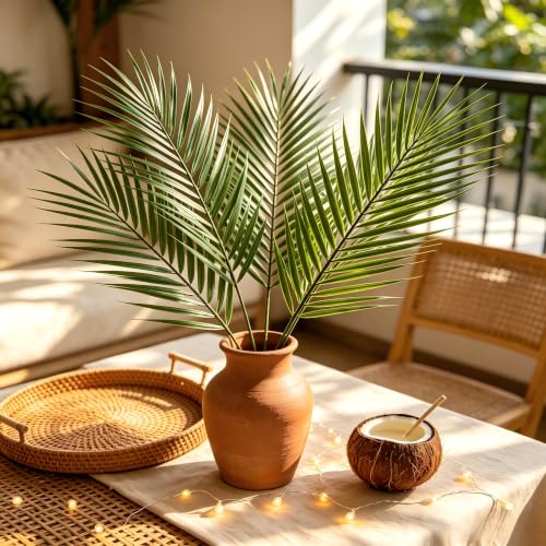 18-Piece Tropical Faux Palm Leaves for Home Decor & Parties