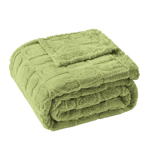 Sage Green Bunny Checkered Throw Blanket, 50"x60" - Soft & Cozy