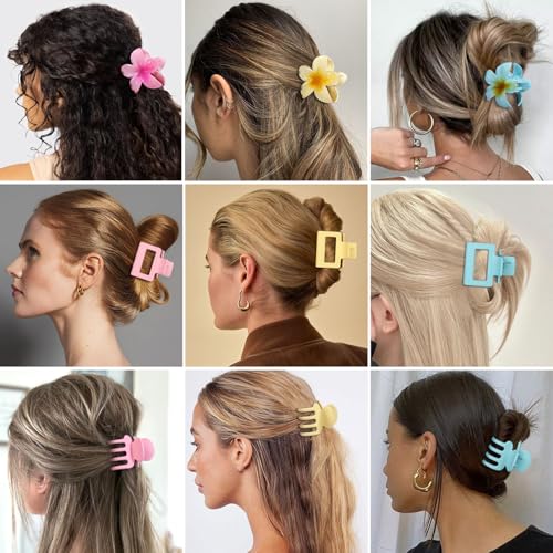 USDNICE Flower Hair Claw Clips 9 Pack - Multi-Style Nonslip Hair Accessories