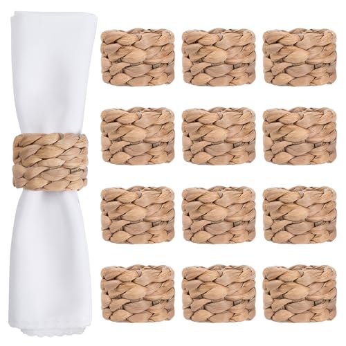 Water Hyacinth Napkin Rings Set of 12 Farmhouse Fall Table Decor