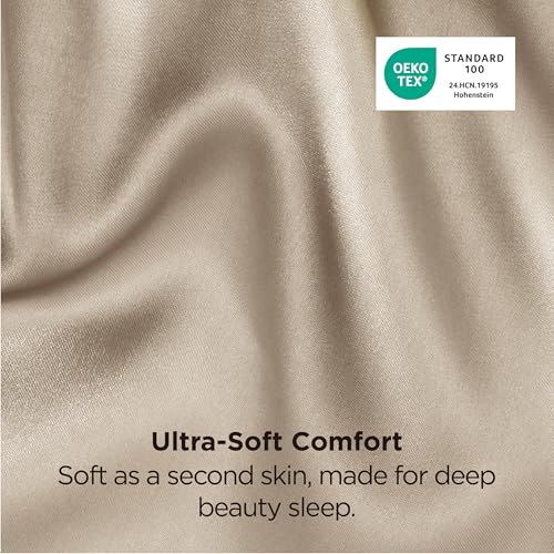 Bedsure Satin Pillowcases Queen Size Set of 6 - Khaki 20x30 Inches
