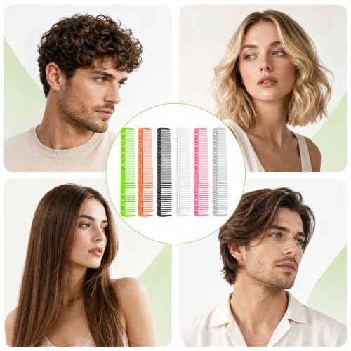 JJUNW 6-Piece Professional Cutting Combs Heat Resistant Hair Styling Set