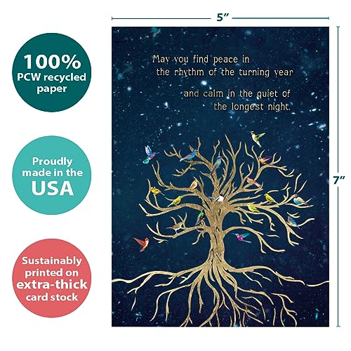 Winter Solstice Greeting Card - Bird Tree of Life - 5x7 - Eco-Friendly
