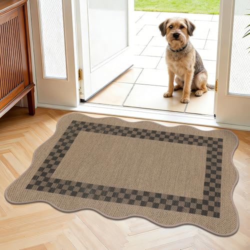 U'Artlines 2'x3' Checkered Indoor Door Mat, Washable Non-Slip Entryway Rug