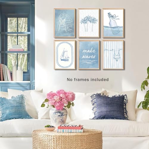 Blue Coastal Wall Art Set - Beach Poster Prints for Girls' Room