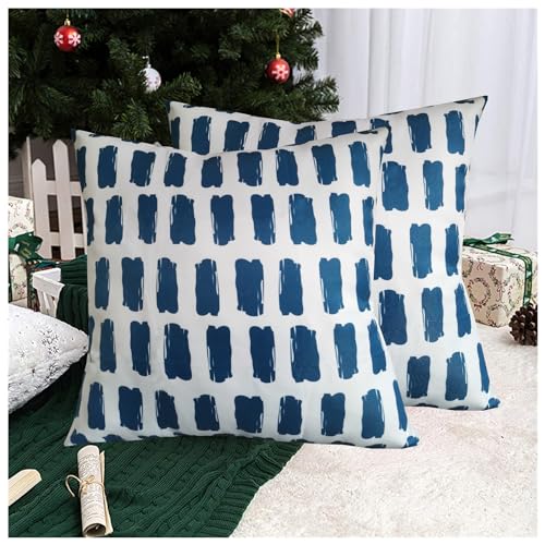 Classic Blue Geometric Throw Pillow Cover – 17x17 Inch Accent