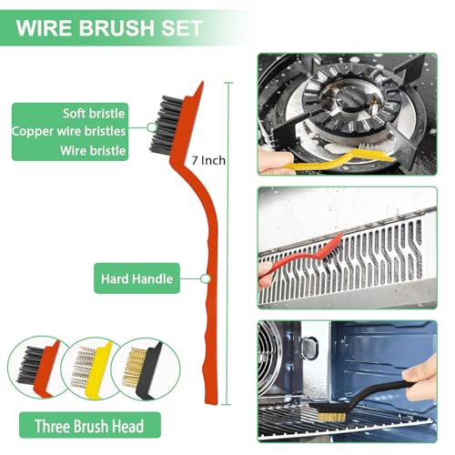 12PCS Crevice & Grout Cleaning Brush Set with Wire & Straw Brushes for Narrow Gaps