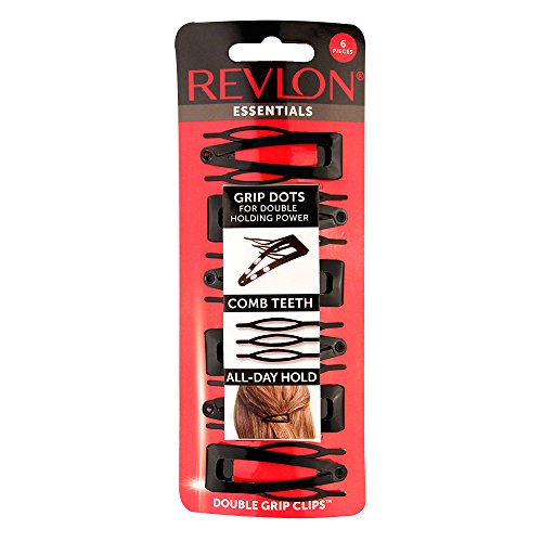 Revlon Double Grip Hair Clips, No-Slip Hair Clamps, 6 Count