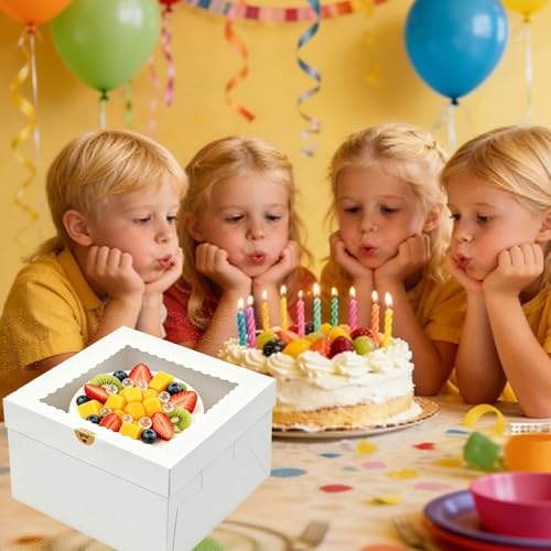12x12x8 Inch Cake Boxes with Window - 2 Pack Cake Carrier