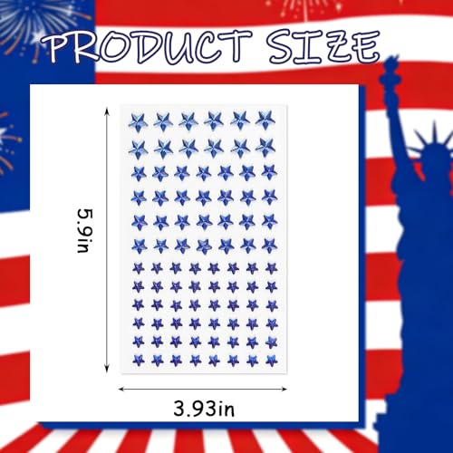 Doneace 4th of July Star Face Gems - Red White and Blue Rhinestone Stickers