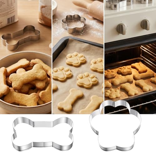 6-Piece Stainless Steel Dog Bone & Paw Cookie Cutter Set