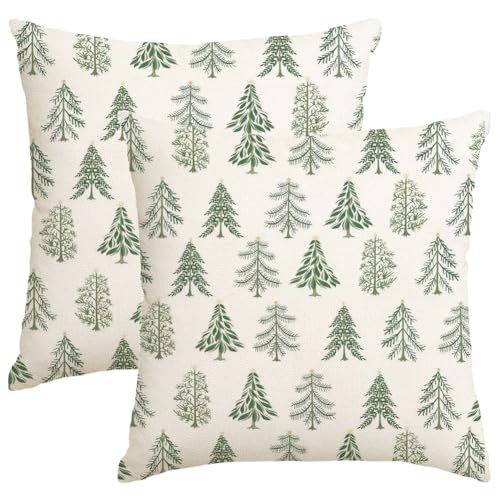 RABUSOFA Christmas Pillow Covers Set of 2 - 18x18 Inch Decorative Throw Pillows for Holiday Decor