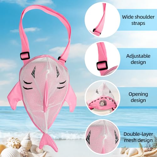 Mesh Seashell Storage Bags for Beach Collecting - 2-Pack, Pink