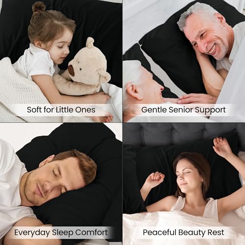 Queen Size Black Pillow Cases Set of 2 - Ultra Soft Microfiber