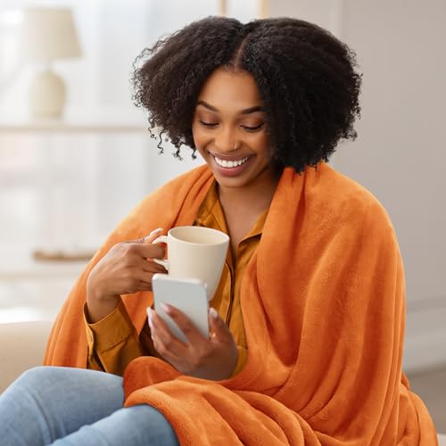Utopia Bedding Soft Flannel Fleece Blanket - Twin Size, Burnt Orange