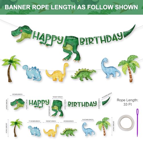 Litmitfu Dinosaur Birthday Banner - DIY Jungle Animal Garland for Dinosaur Themed Party
