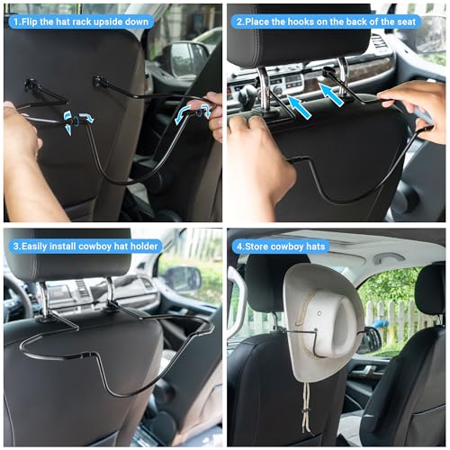 Yuoyar Cowboy Hat Holder for Cars - Durable Folding Rack