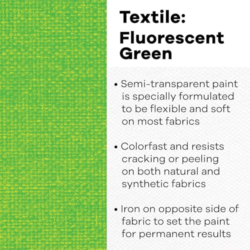 Jacquard Textile Color Fluorescent Green Fabric Paint - 8 Oz Jar for Clothes, Shoes, and Upholstery