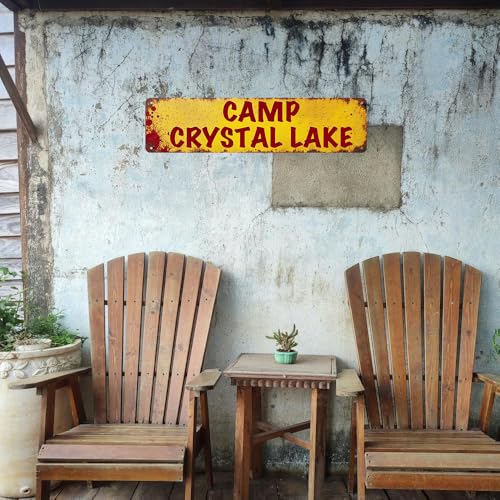 Camp Crystal Lake Street Sign - Vintage Metal Tin Sign (16x4 Inches)