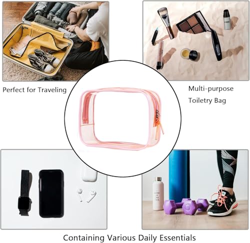 Buminee TSA Approved Clear Toiletry Bag Small Pink Cosmetic Pouch