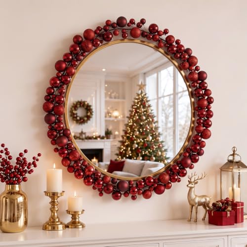 Burgundy Christmas Ball Ornament Garland 9 ft - Set of 2