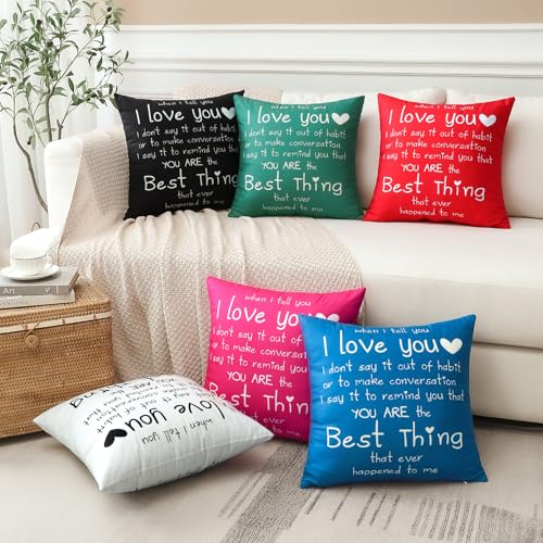When I Tell You I Love You Throw Pillow Cover, 18x18 Inch Hot Pink Flannel
