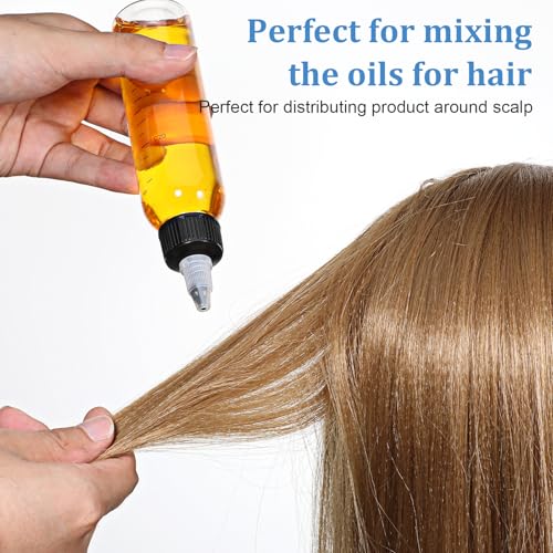 Hair Oil Applicator Bottle 2-Pack - 4 oz Plastic Root Comb Dispenser