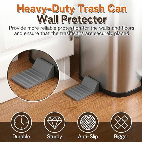 Rubber Wall Protector for Trash Cans - 4 Pack Grey Bumpers