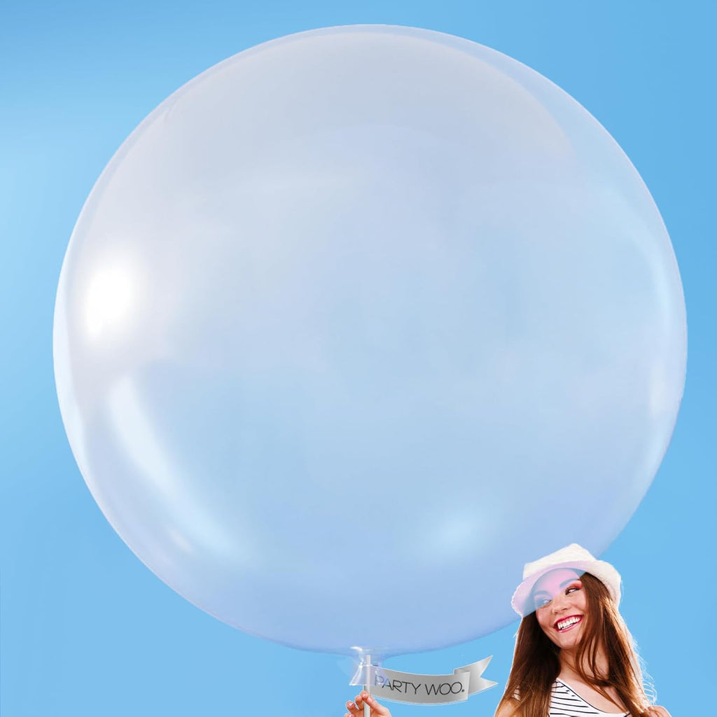 PartyWoo Clear Balloons - 36 Inch Transparent Latex Helium Balloons for Events & Celebrations