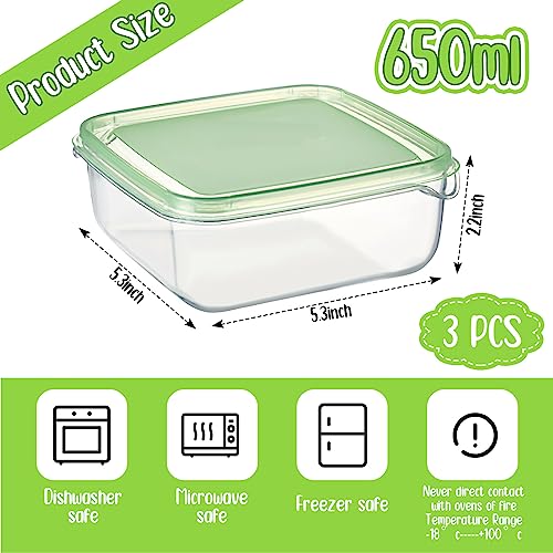 Uiifan 3-Pack Clear Airtight Cheese Storage Containers - 22 oz