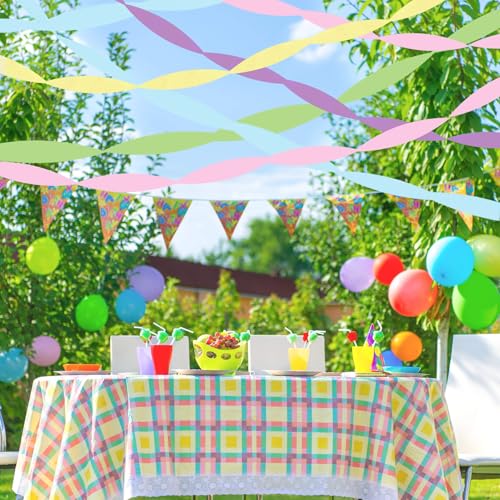 Pastel Rainbow Crepe Paper Streamers - 5 Pack for Birthday Party Decor