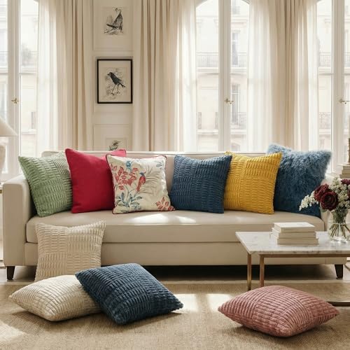Ni-JASW Sage Green Corduroy Throw Pillow Covers 18x18 Set of 2 - Dual-Sided Design