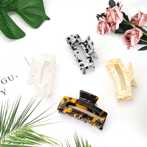 Pugrwei Acrylic Hair Claw Clips 4-Pack - Strong Hold Nonslip French Design