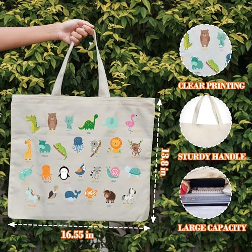 Animals Alphabet Canvas Tote Bag for Women - Cute Gift for Animal Lovers