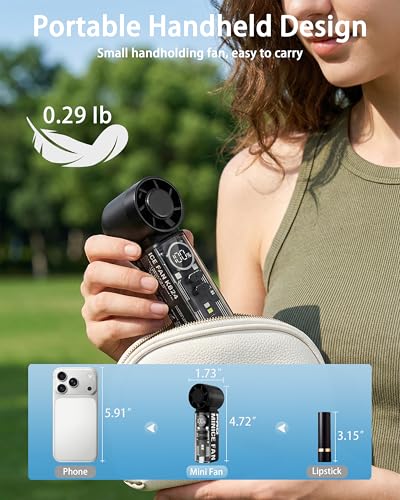 VewePata Portable Handheld Mini Fan, Rechargeable Personal Fan - Black