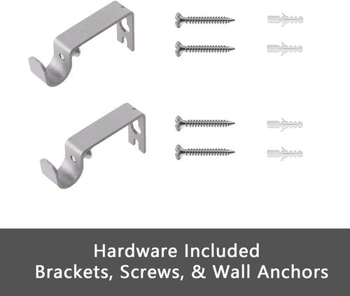 GXOACKJ Heavy Duty Metal Curtain Rods - Decorative Silver Finish | 32-48 Inch, Includes Brackets