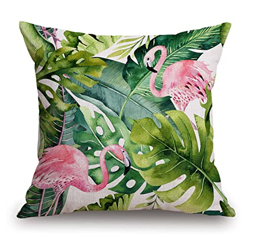 TSSOHU Watercolor Flamingo Pillow Cover 18x18 Inch Tss27